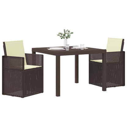 Tuin eettafelset met kussen 3 pcs Bruin en crèmekleurig PP