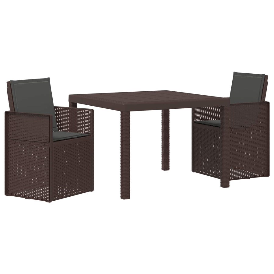 Tuin eettafelset met kussen 3 pcs Bruin en antracietkleurig PP