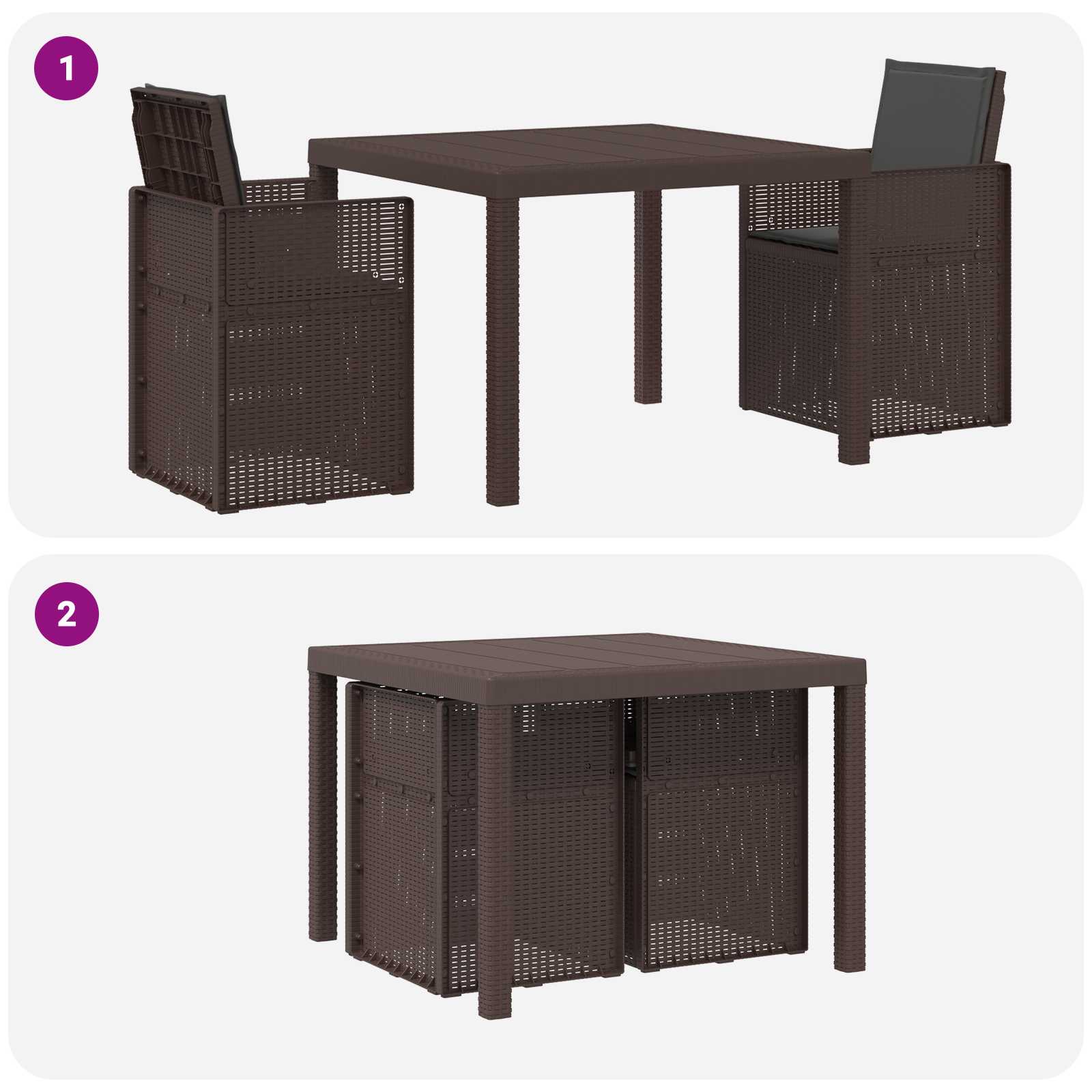 Tuin eettafelset met kussen 3 pcs Bruin en antracietkleurig PP