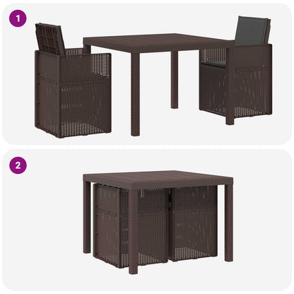 Tuin eettafelset met kussen 3 pcs Bruin en antracietkleurig PP