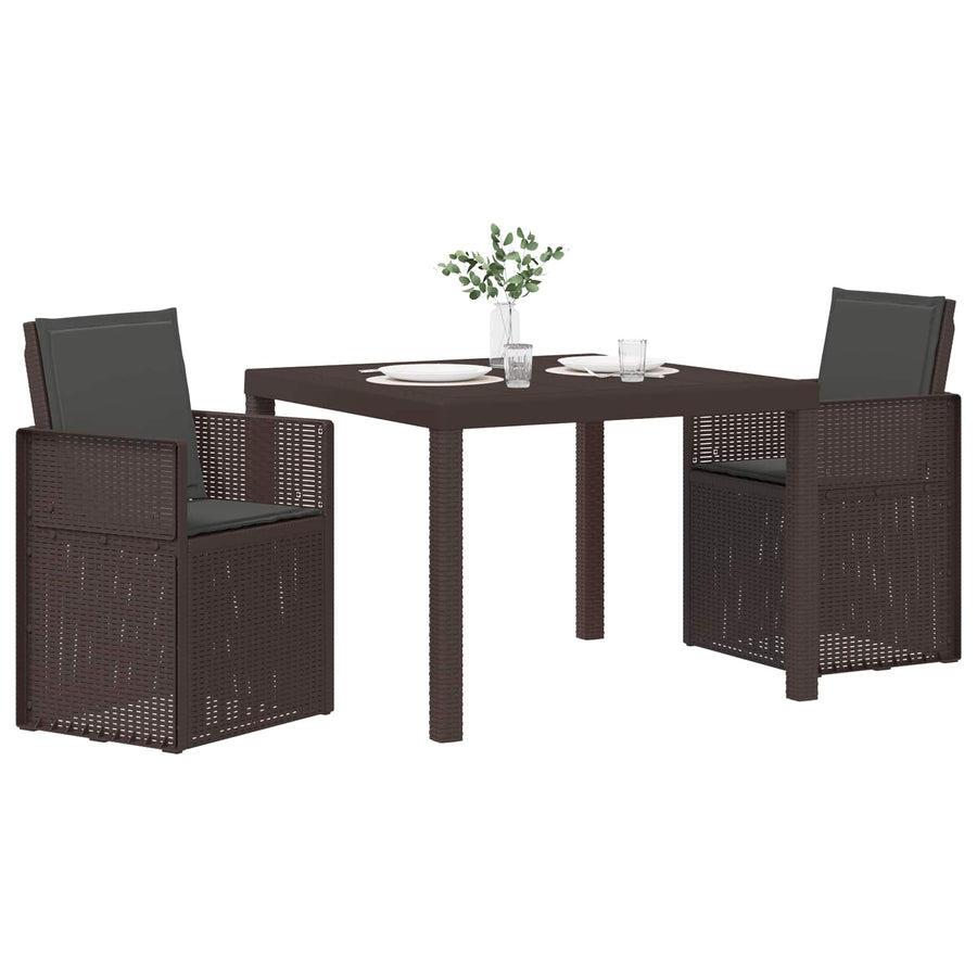 Tuin eettafelset met kussen 3 pcs Bruin en antracietkleurig PP