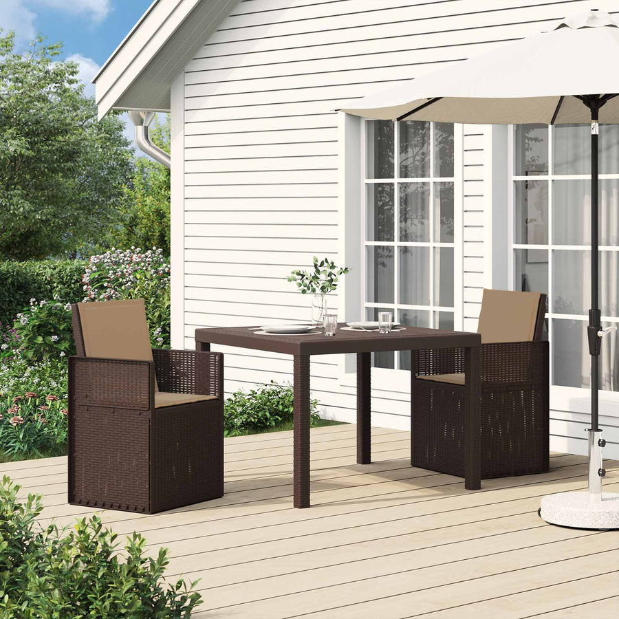 Tuin eettafelset met kussen 3 pcs Bruin en Taupe PP