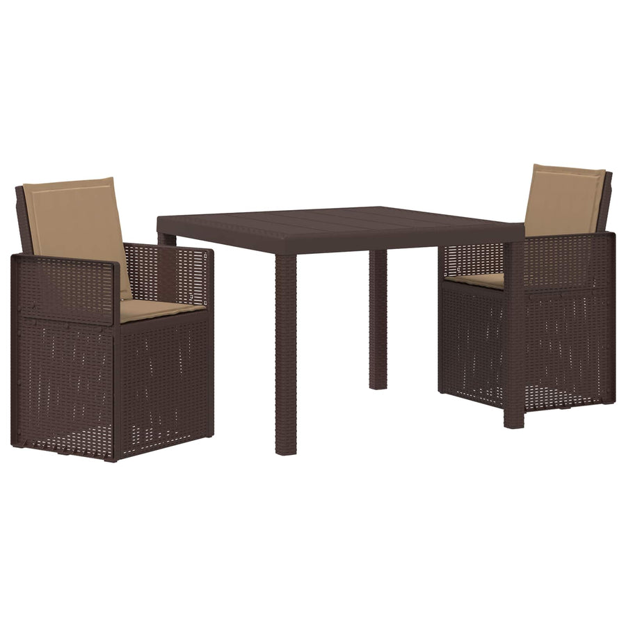 Tuin eettafelset met kussen 3 pcs Bruin en Taupe PP