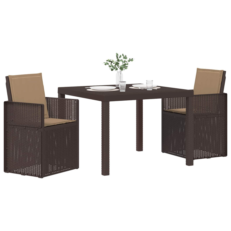 Tuin eettafelset met kussen 3 pcs Bruin en Taupe PP