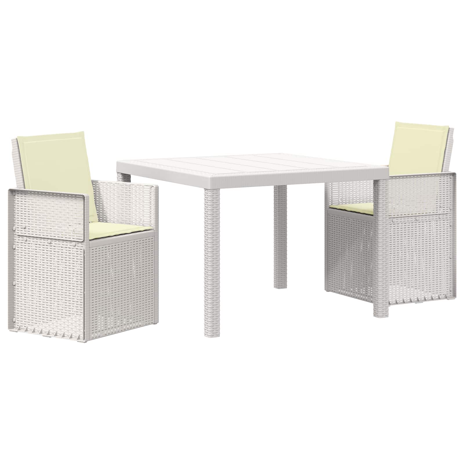 Tuin eettafelset met kussen 3 pcs Wit en crèmekleurig PP