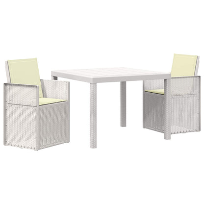 Tuin eettafelset met kussen 3 pcs Wit en crèmekleurig PP