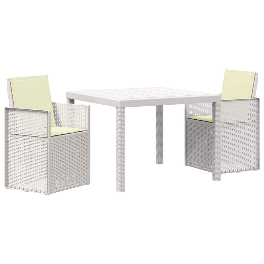 Tuin eettafelset met kussen 3 pcs Wit en crèmekleurig PP