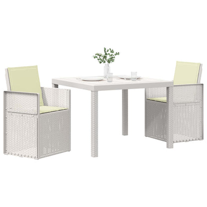 Tuin eettafelset met kussen 3 pcs Wit en crèmekleurig PP