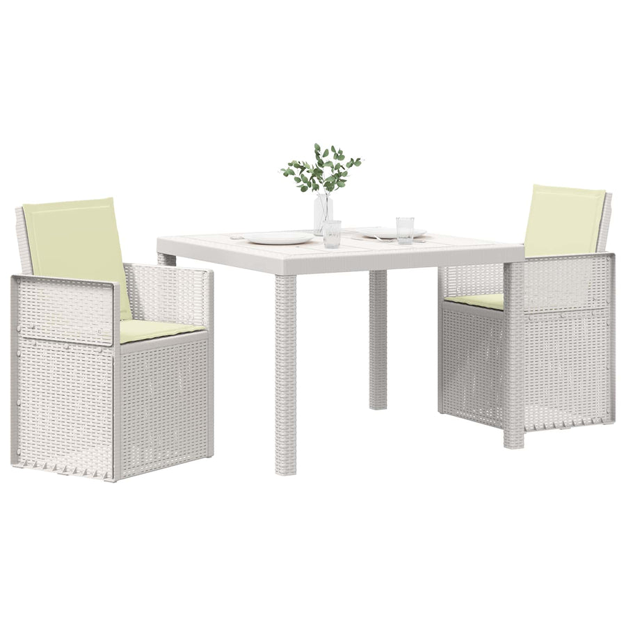 Tuin eettafelset met kussen 3 pcs Wit en crèmekleurig PP
