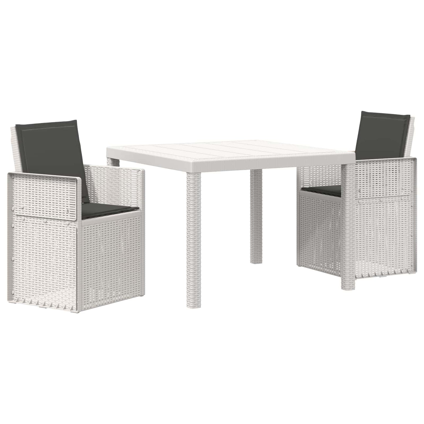Tuin eettafelset met kussen 3 pcs Wit en antracietkleurig PP
