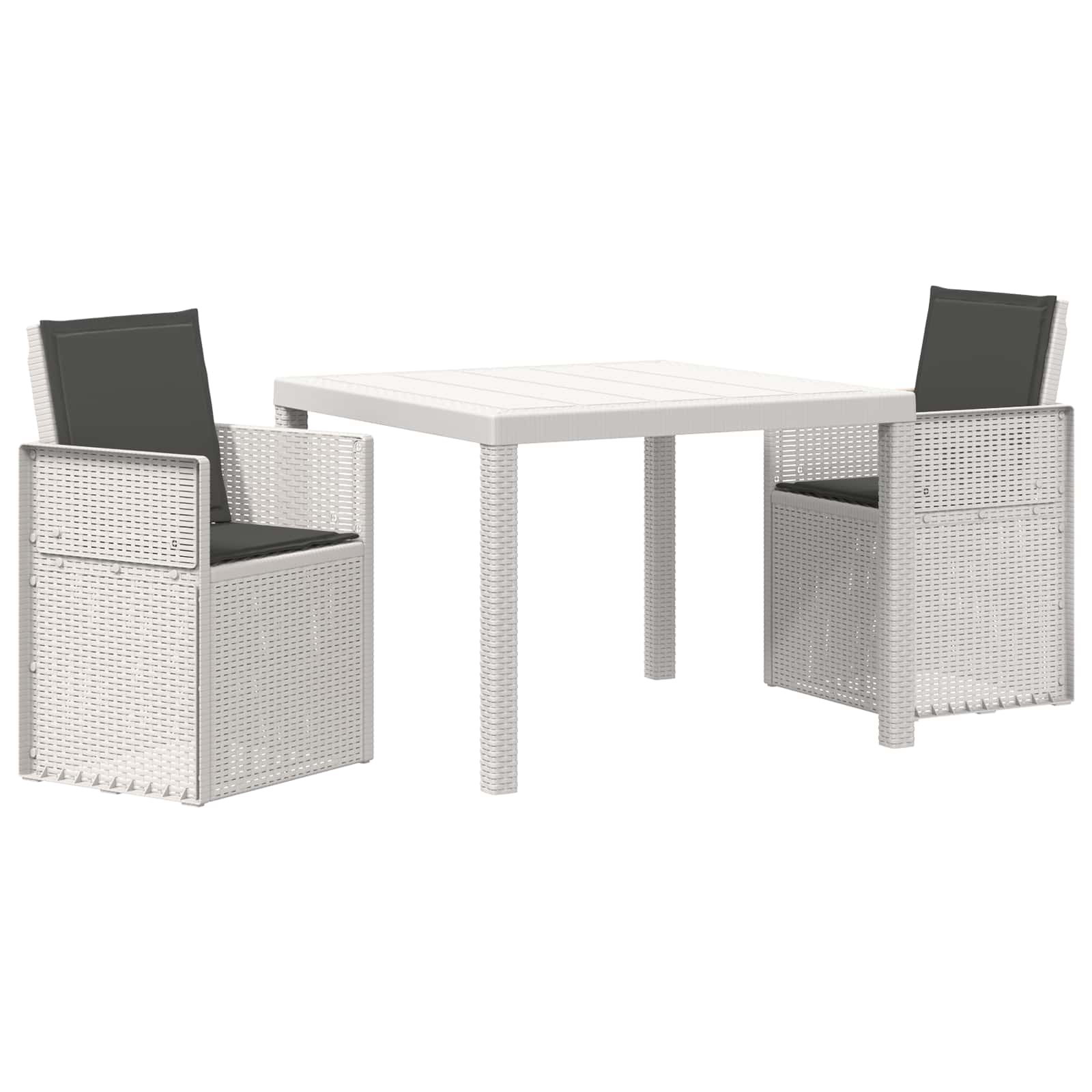 Tuin eettafelset met kussen 3 pcs Wit en antracietkleurig PP