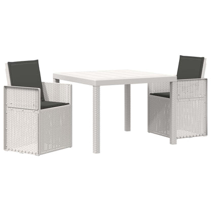 Tuin eettafelset met kussen 3 pcs Wit en antracietkleurig PP