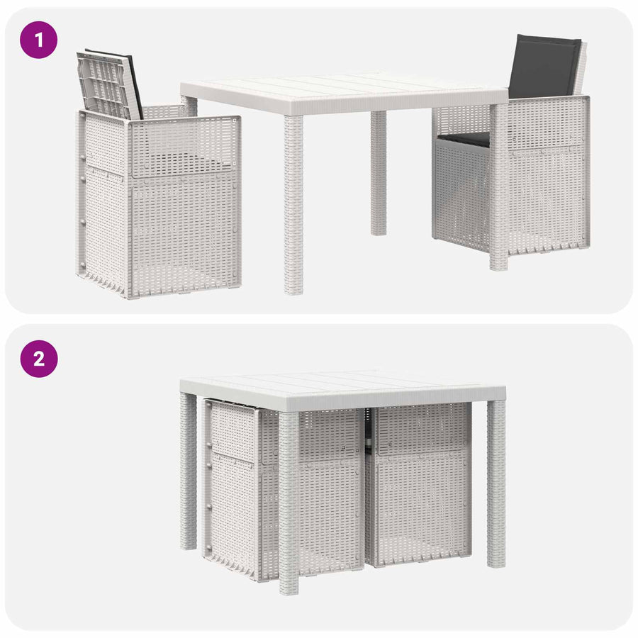 Tuin eettafelset met kussen 3 pcs Wit en antracietkleurig PP