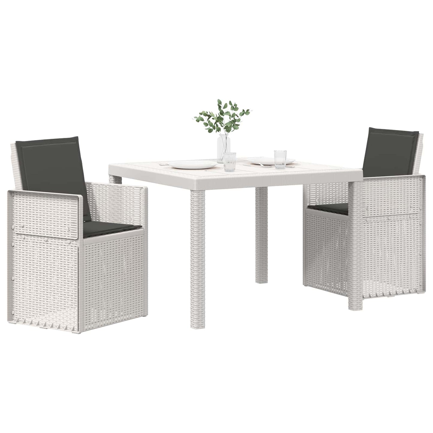 Tuin eettafelset met kussen 3 pcs Wit en antracietkleurig PP