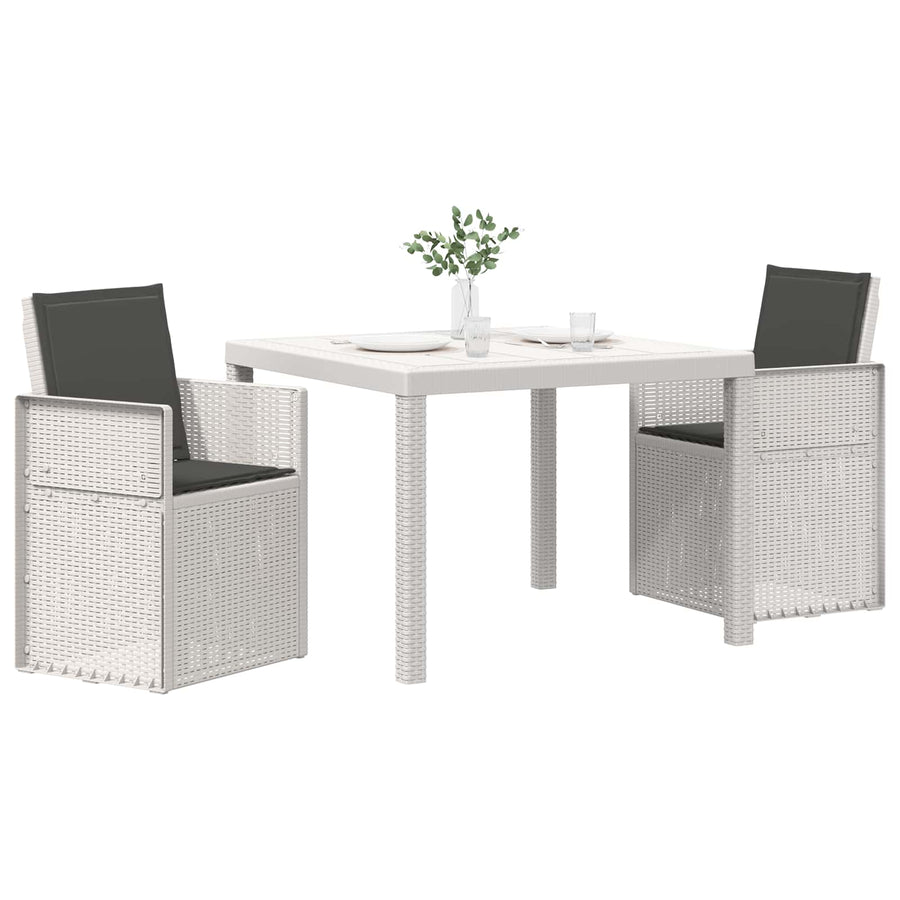 Tuin eettafelset met kussen 3 pcs Wit en antracietkleurig PP