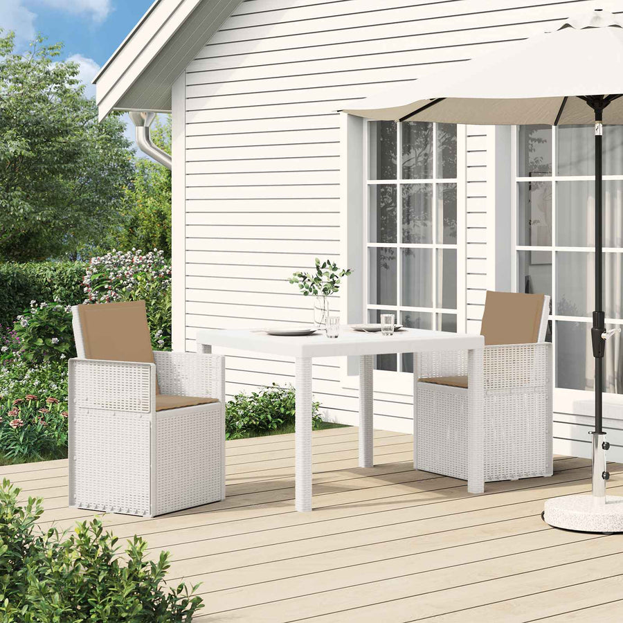 Tuin eettafelset met kussen 3 pcs Wit en Taupe PP