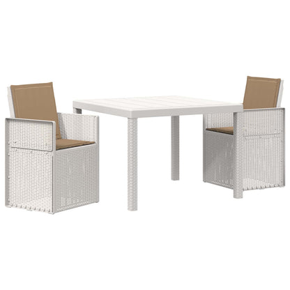 Tuin eettafelset met kussen 3 pcs Wit en Taupe PP