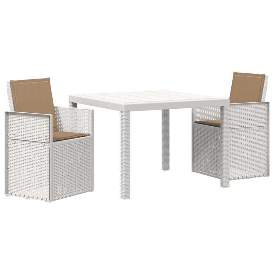 Tuin eettafelset met kussen 3 pcs Wit en Taupe PP