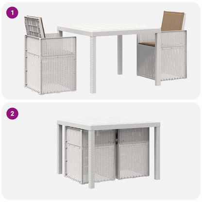 Tuin eettafelset met kussen 3 pcs Wit en Taupe PP