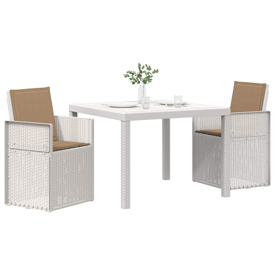 Tuin eettafelset met kussen 3 pcs Wit en Taupe PP