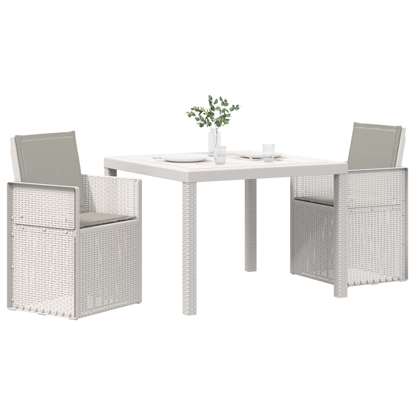 Tuin eettafelset met kussen 3 pcs Wit en Lichtgrijs PP