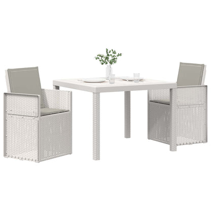 Tuin eettafelset met kussen 3 pcs Wit en Lichtgrijs PP