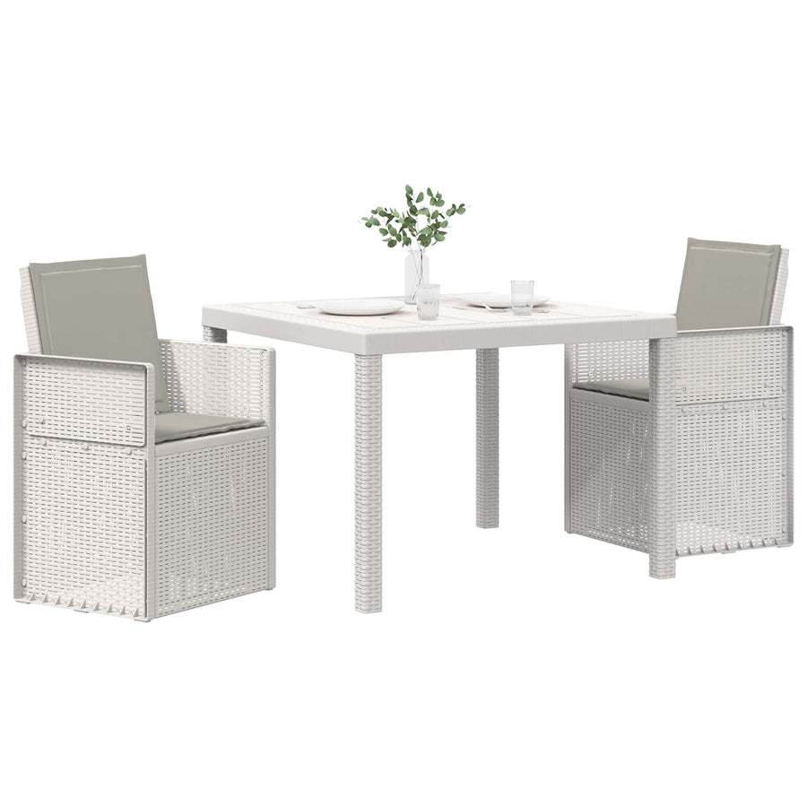 Tuin eettafelset met kussen 3 pcs Wit en Lichtgrijs PP