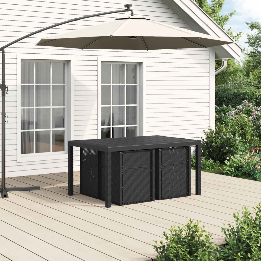 Tuin eettafelset met kussen 5 pcs Antraciet- en crèmekleurig PP