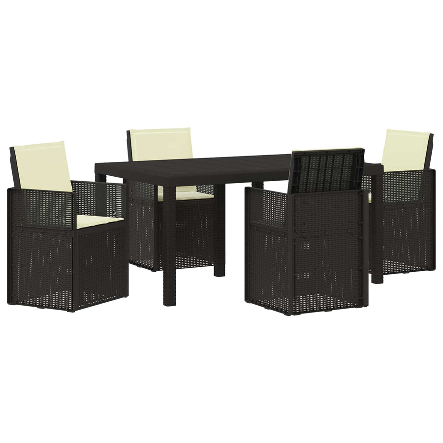 Tuin eettafelset met kussen 5 pcs Antraciet- en crèmekleurig PP