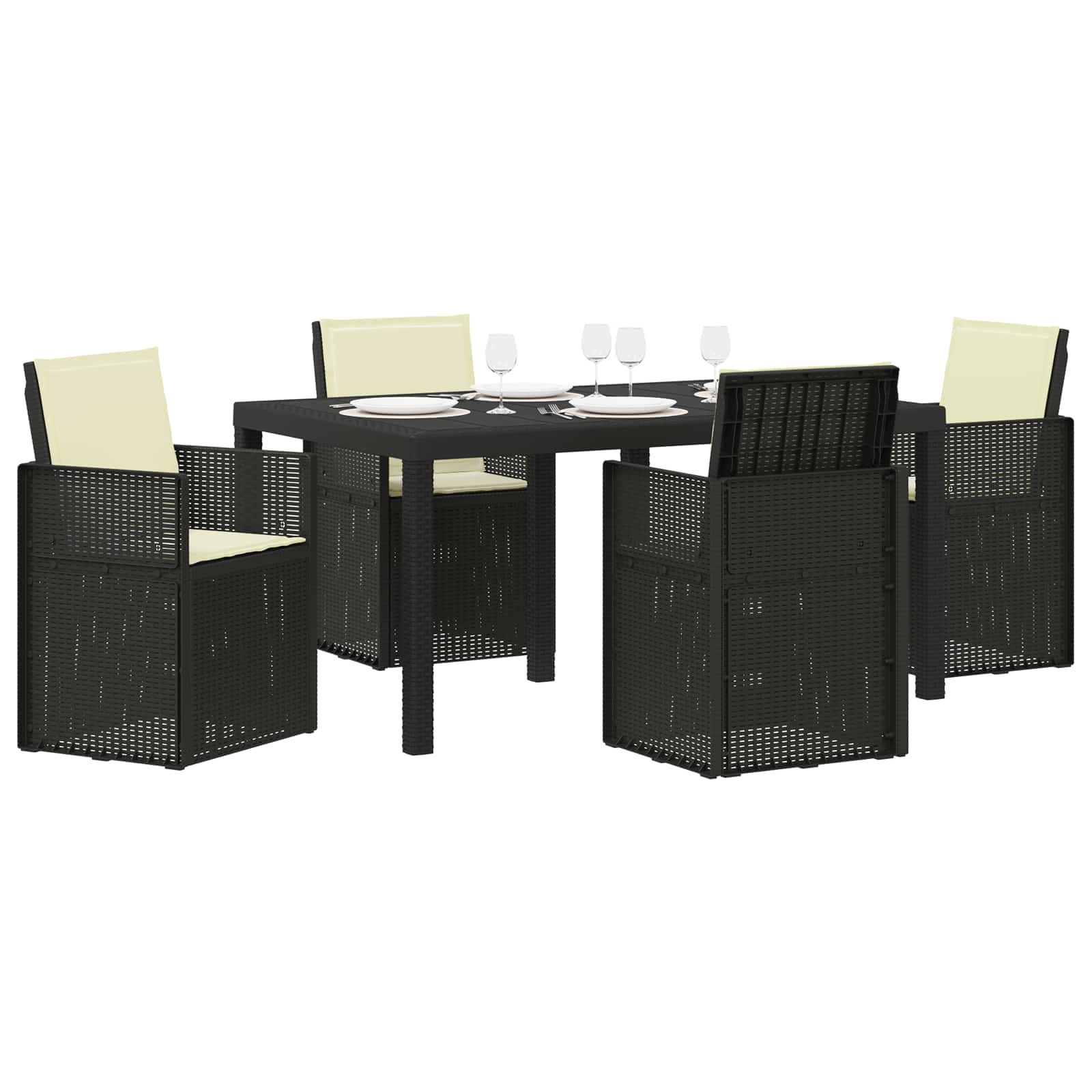 Tuin eettafelset met kussen 5 pcs Antraciet- en crèmekleurig PP