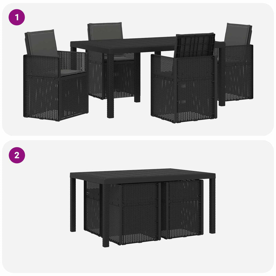 Tuin eettafelset met kussen 5 pcs Antracietkleurig PP