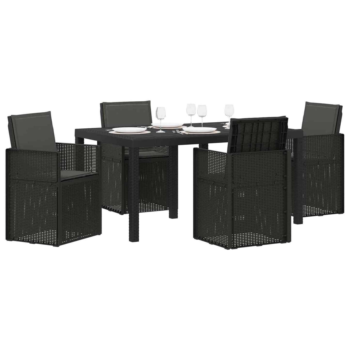 Tuin eettafelset met kussen 5 pcs Antracietkleurig PP