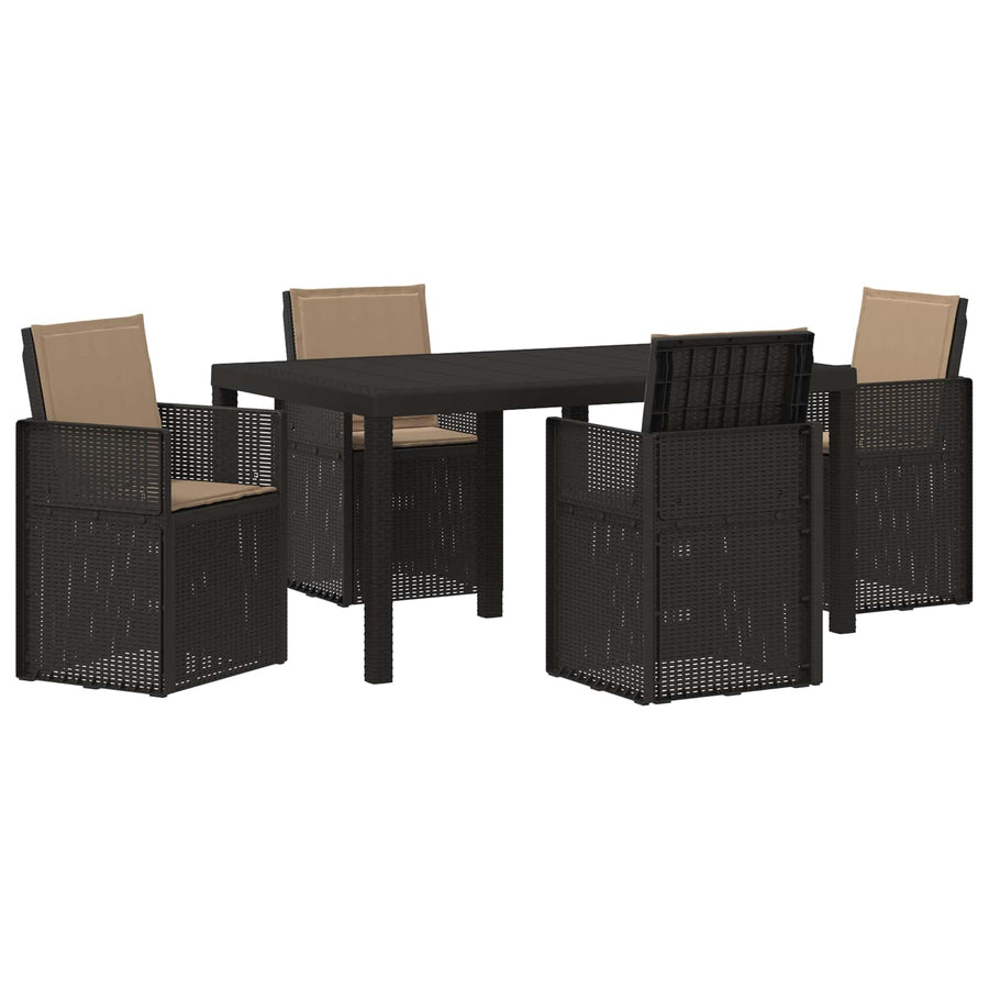 Tuin eettafelset met kussen 5 pcs Antracietkleurig en taupe PP