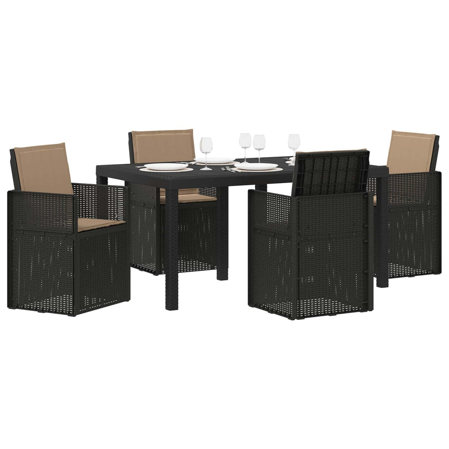 Tuin eettafelset met kussen 5 pcs Antracietkleurig en taupe PP