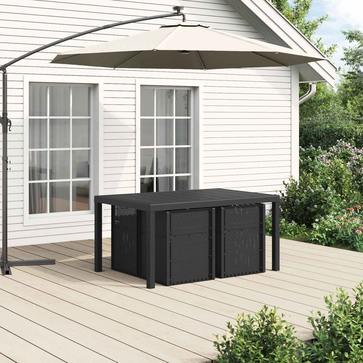 Tuin eettafelset met kussen 5 pcs Anthraciet en Lichtgrijs PP