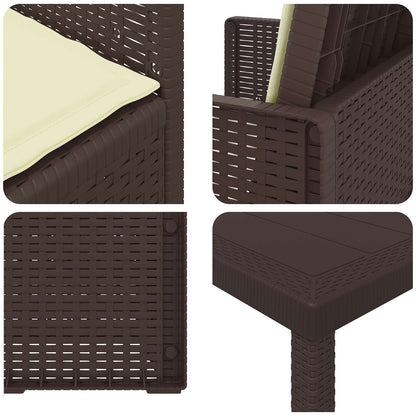 Tuin eettafelset met kussen 5 pcs Bruin en crèmekleurig PP