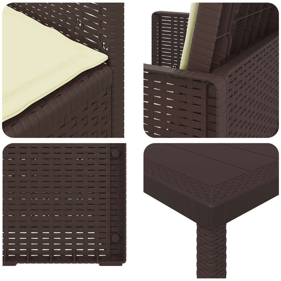 Tuin eettafelset met kussen 5 pcs Bruin en crèmekleurig PP