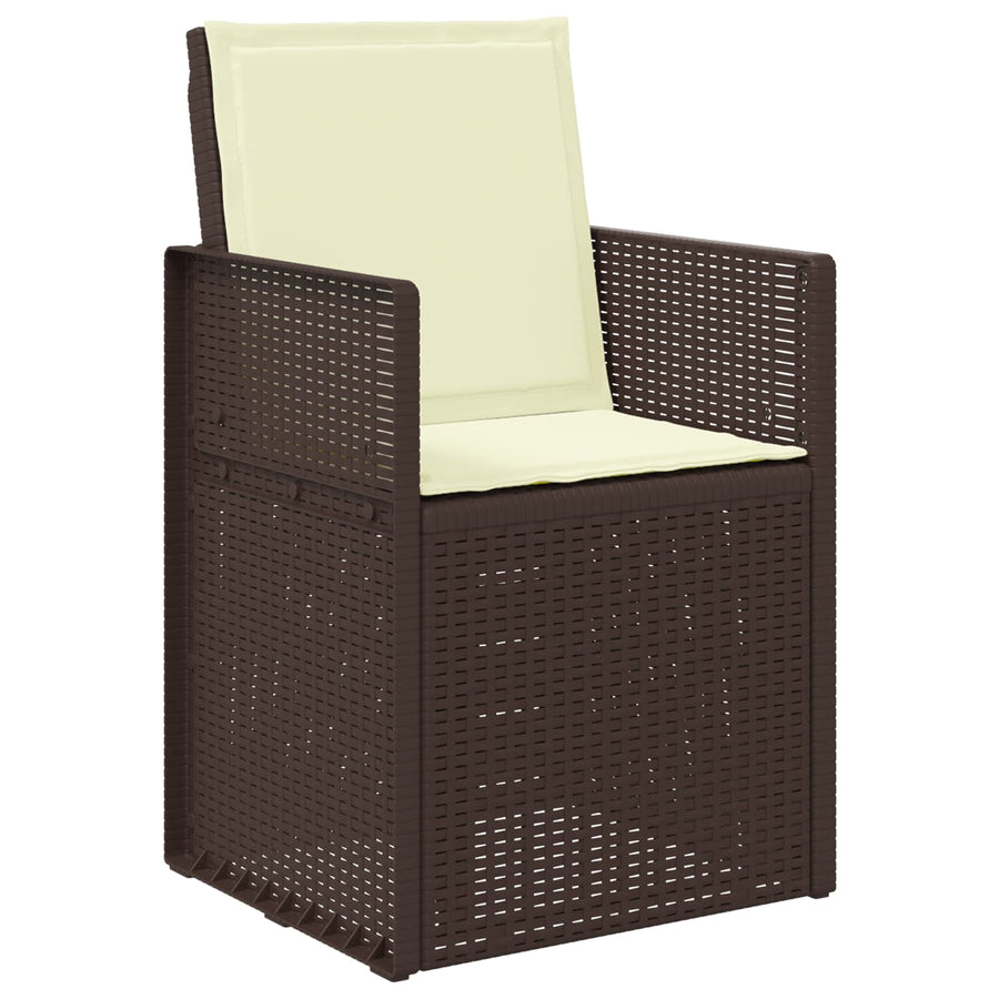 Tuin eettafelset met kussen 5 pcs Bruin en crèmekleurig PP