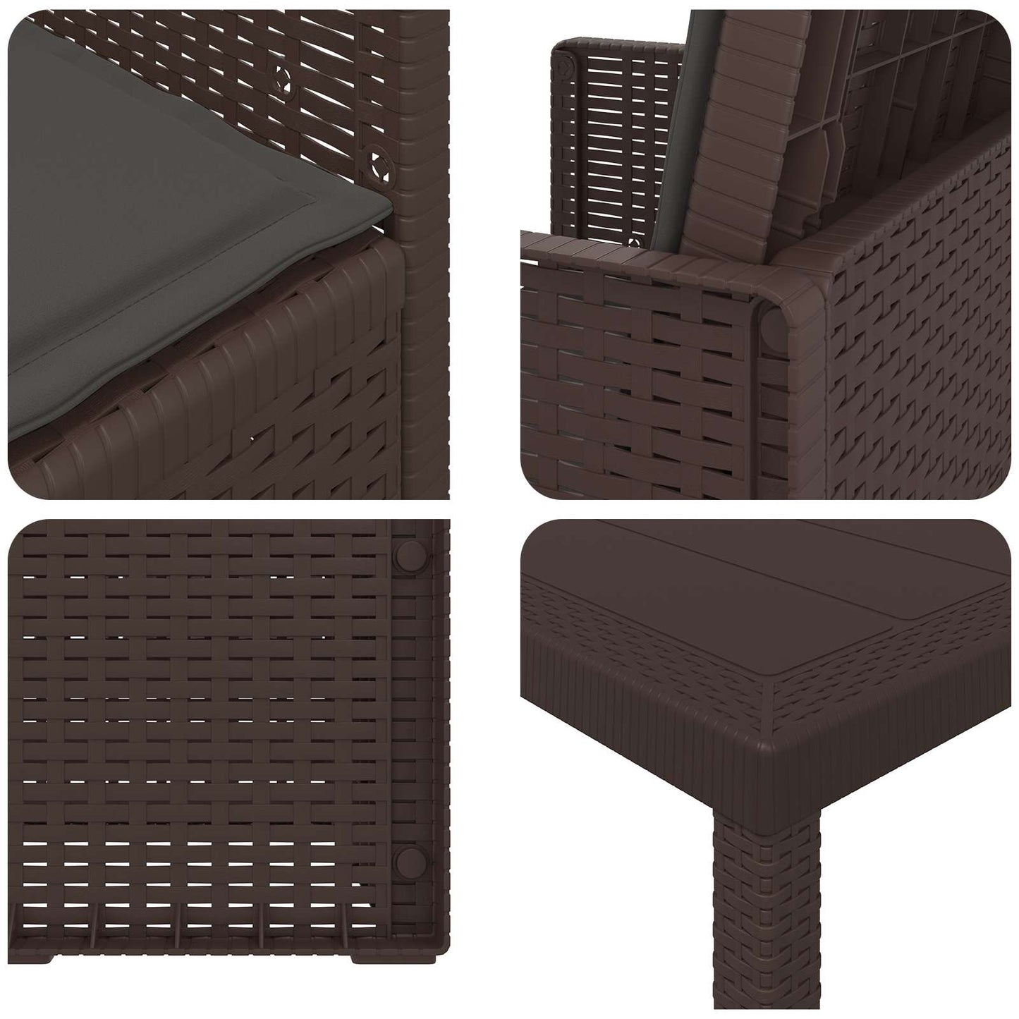 Tuin eettafelset met kussen 5 pcs Bruin en antracietkleurig PP