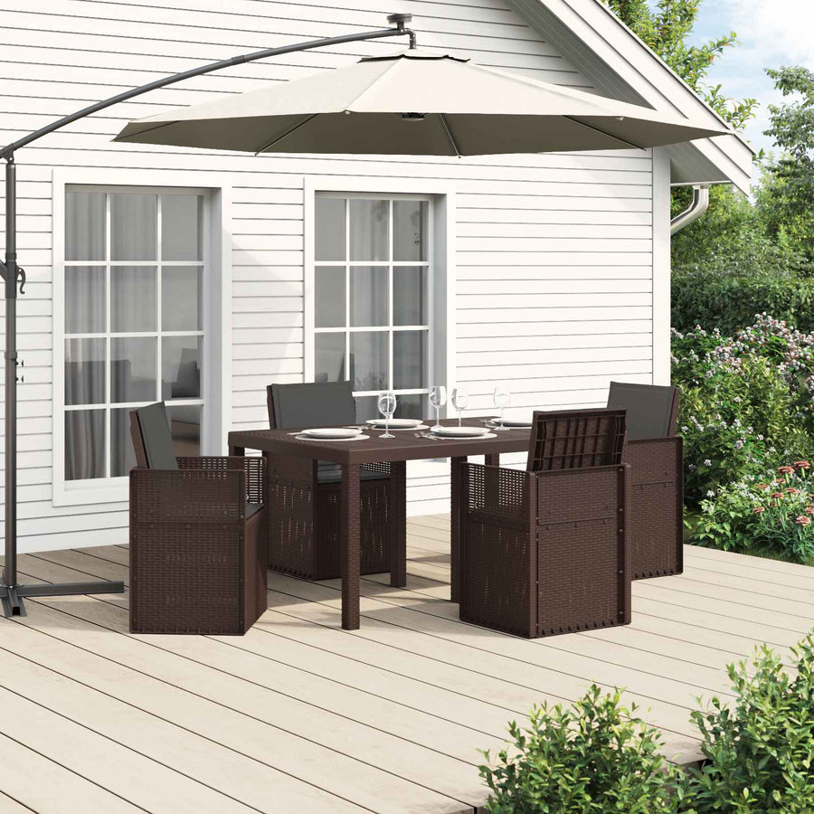 Tuin eettafelset met kussen 5 pcs Bruin en antracietkleurig PP