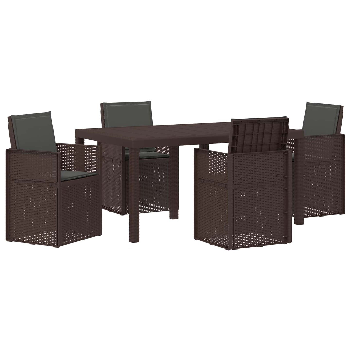 Tuin eettafelset met kussen 5 pcs Bruin en antracietkleurig PP
