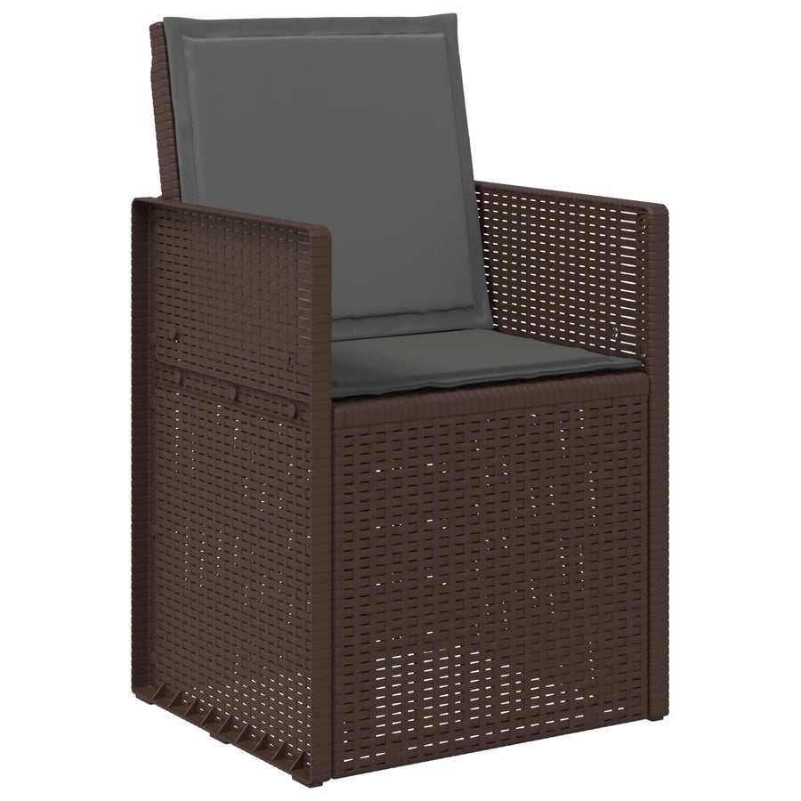 Tuin eettafelset met kussen 5 pcs Bruin en antracietkleurig PP