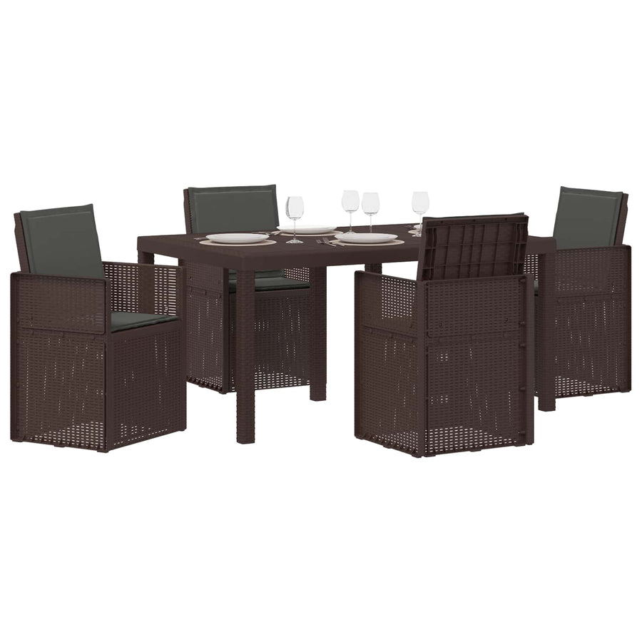 Tuin eettafelset met kussen 5 pcs Bruin en antracietkleurig PP