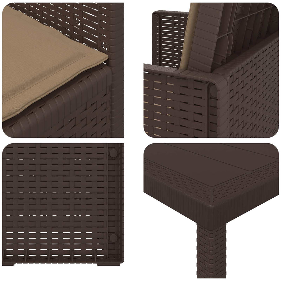 Tuin eettafelset met kussen 5 pcs Bruin en Taupe PP