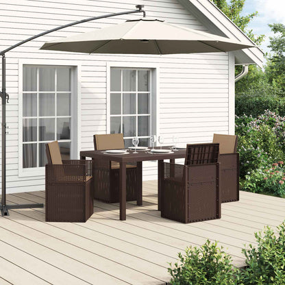 Tuin eettafelset met kussen 5 pcs Bruin en Taupe PP