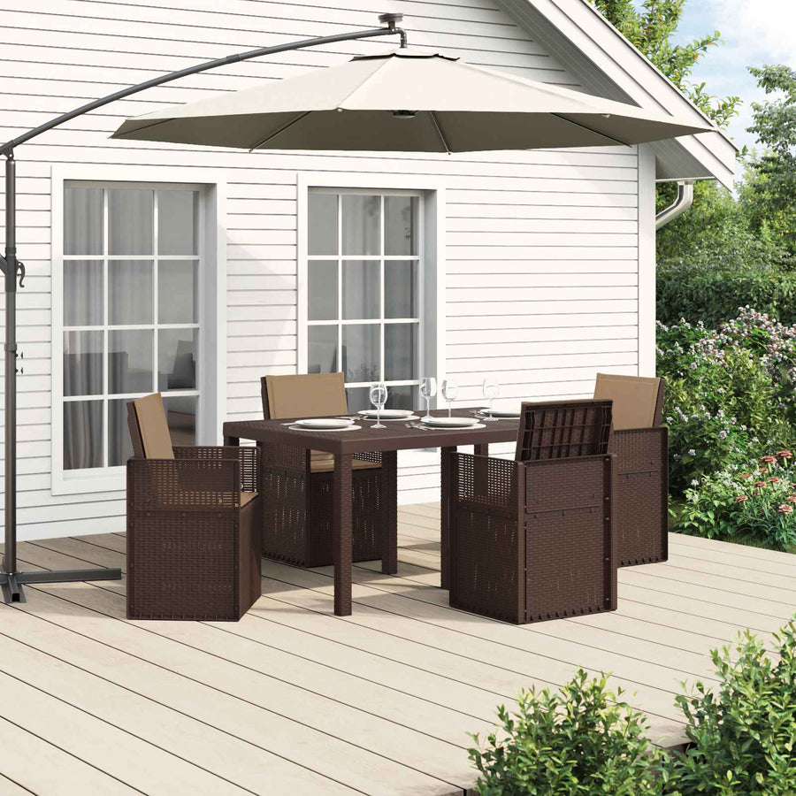 Tuin eettafelset met kussen 5 pcs Bruin en Taupe PP
