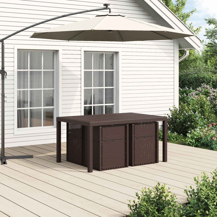 Tuin eettafelset met kussen 5 pcs Bruin en Taupe PP