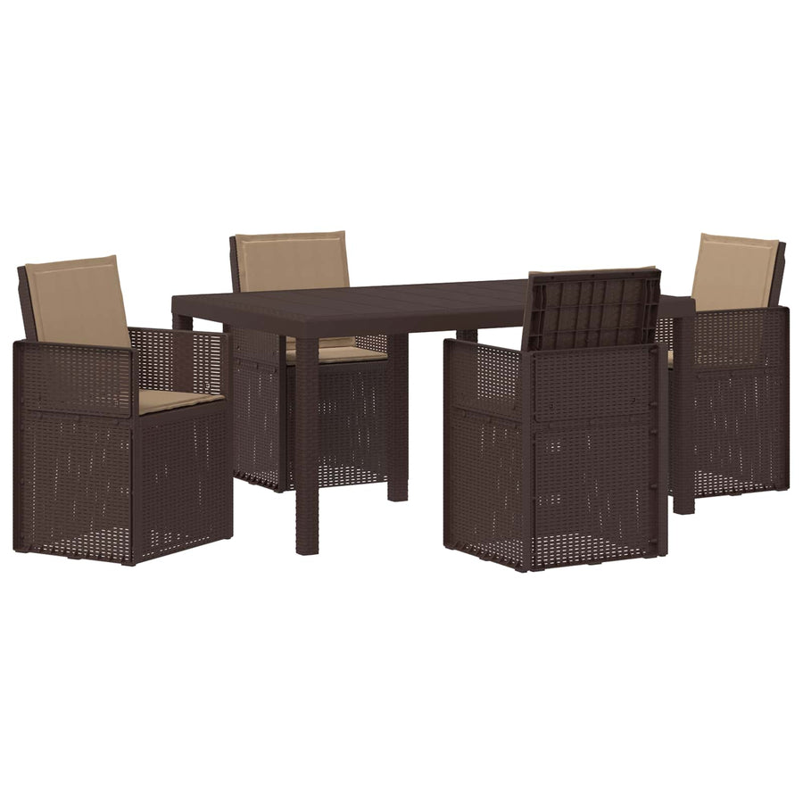 Tuin eettafelset met kussen 5 pcs Bruin en Taupe PP