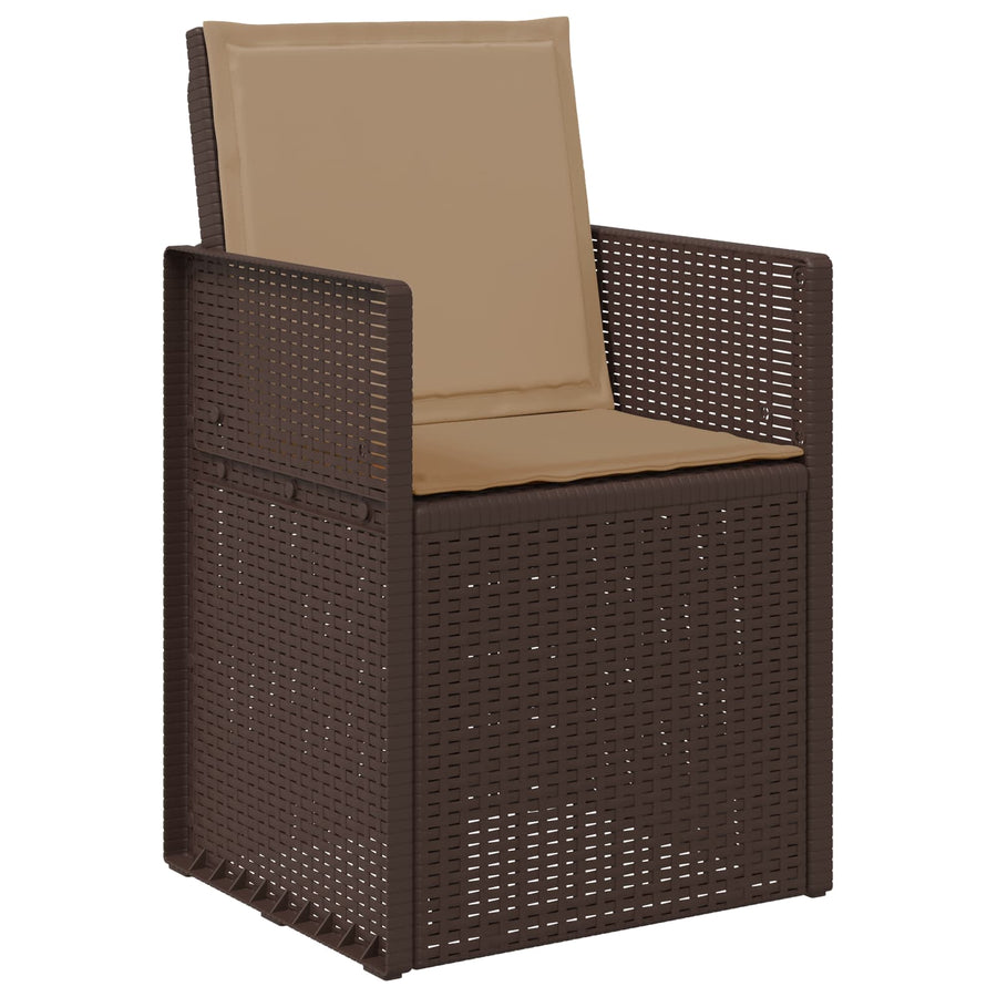 Tuin eettafelset met kussen 5 pcs Bruin en Taupe PP