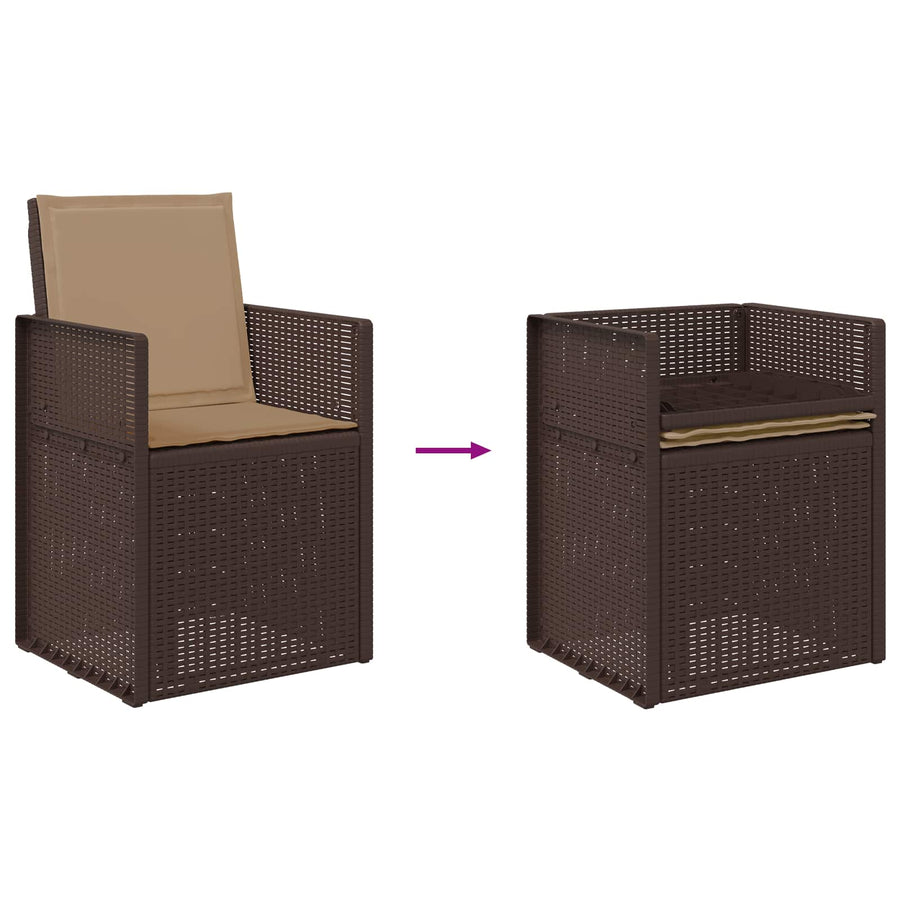 Tuin eettafelset met kussen 5 pcs Bruin en Taupe PP